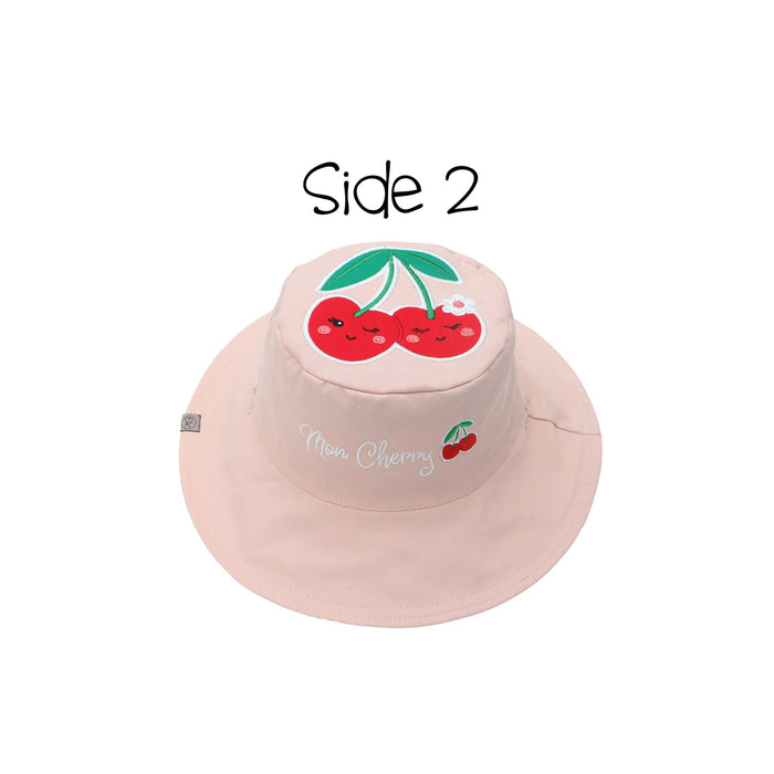Reversible Kids' UPF50+ Sun Hat - Cat/Cherry
