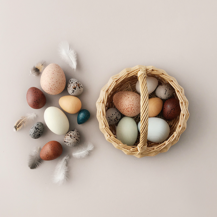 A Dozen Bird Eggs in Basket