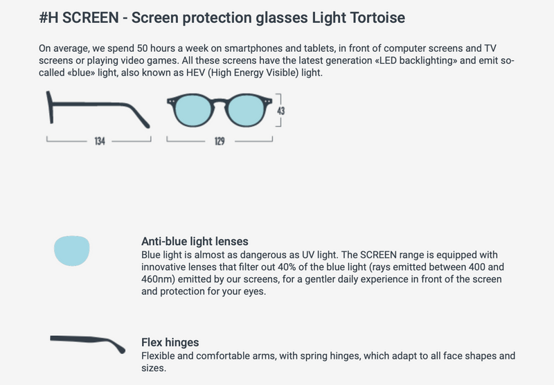 IZIPIZI Screen Glasses Shape #H Light Tortoise