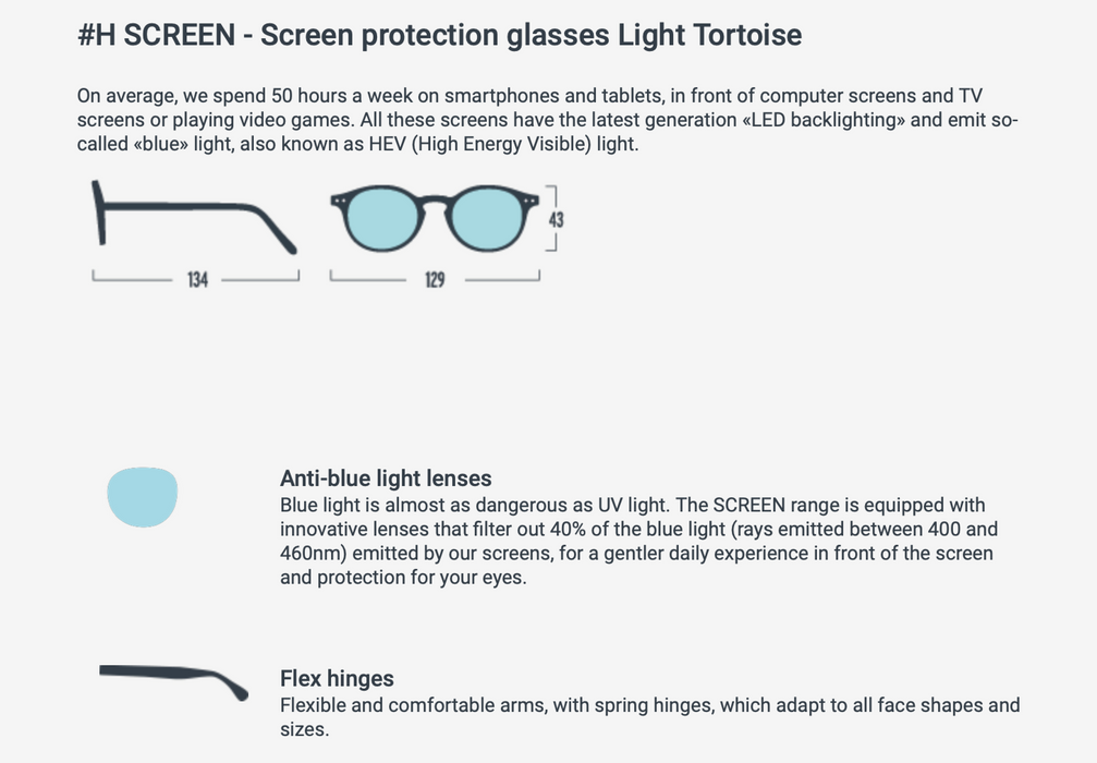 Screen Glasses Light Tortoise shape #H