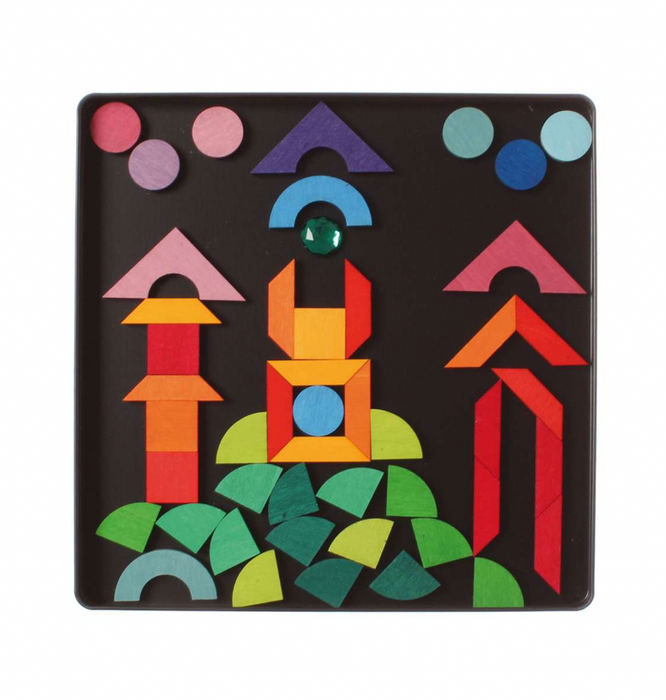 Grimm's Magnet Puzzle Triangle, Square, Circle with Sparkling Parts