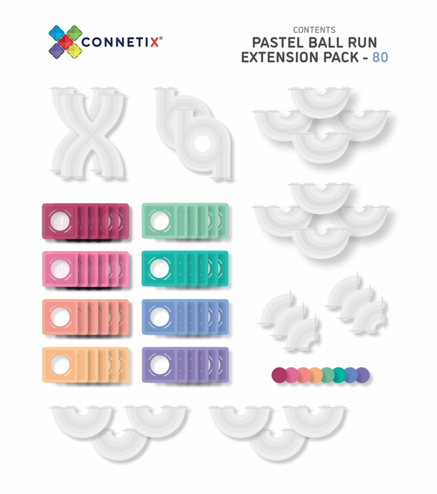 Connetix 80pc Pastel Ball Run Expansion Pack