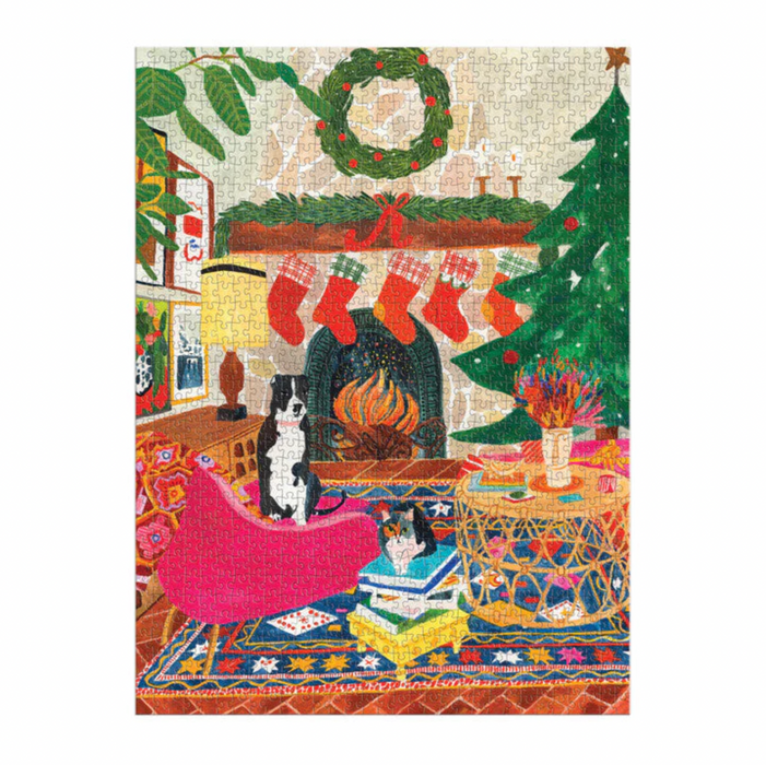 Galison Fireside Friends 1000 Piece Puzzle in Square Box