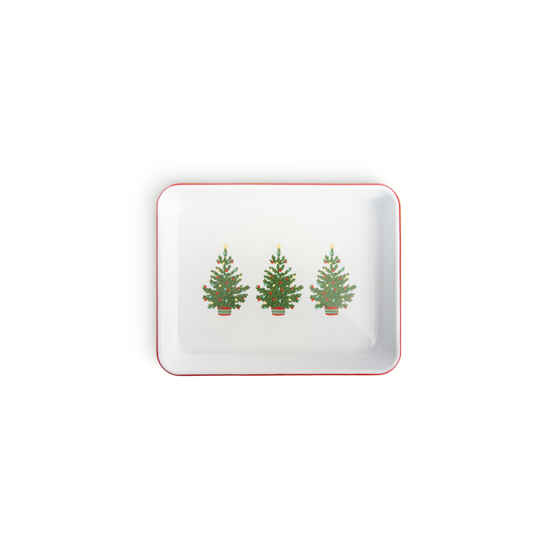Crow Canyon Helmsie X CCH Christmas Tree Enamelware Small Rectangular Tray