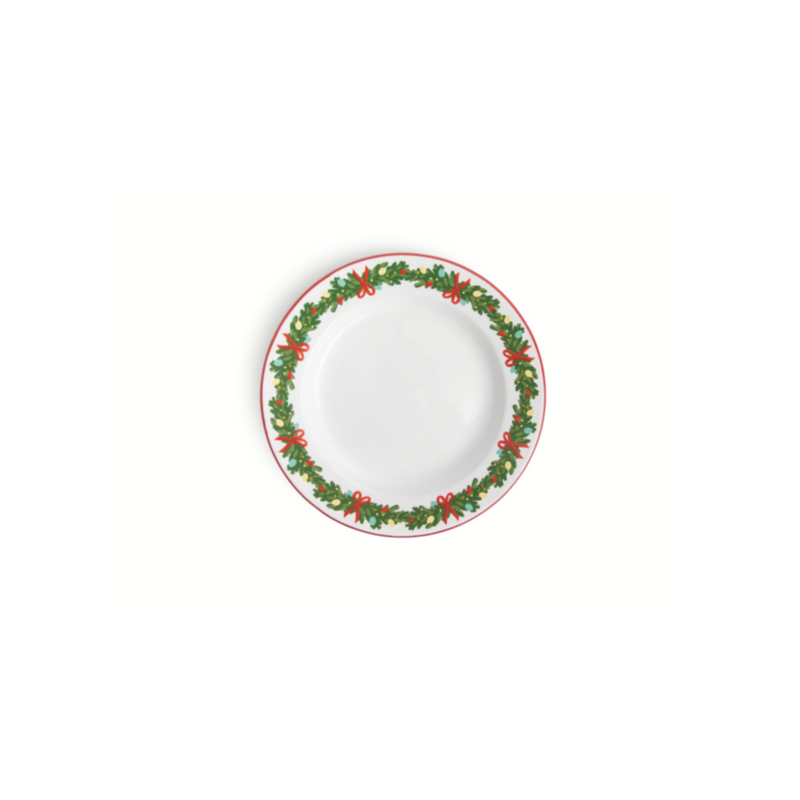 Crow Canyon Helmsie X CCH Christmas Garland Enamelware Dinner Plate