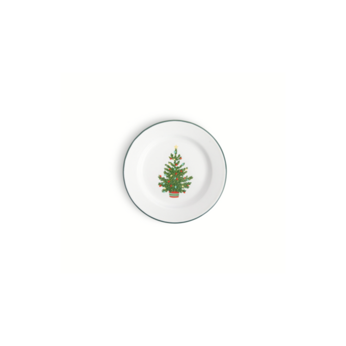 Helmsie x CCH Christmas Tree Flat Salad Plate, Green Rim