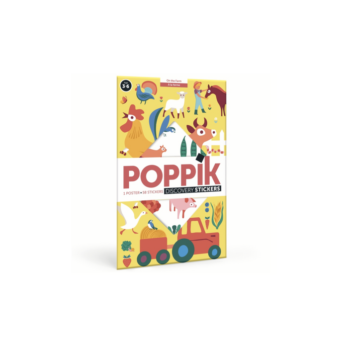 Poppik Educational Poster + 58 Stickers On the Farm