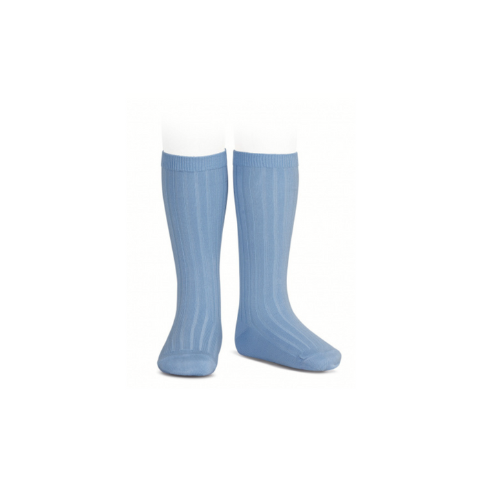 Condor Basic Rib Knee High Socks Bluish
