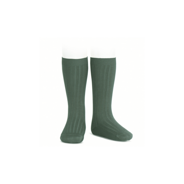 Condor Basic Rib Knee High Socks- Lichen Green