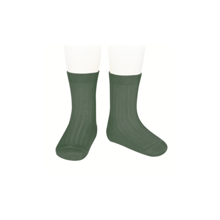 Condor Basic Rib Short Socks Lichen Green
