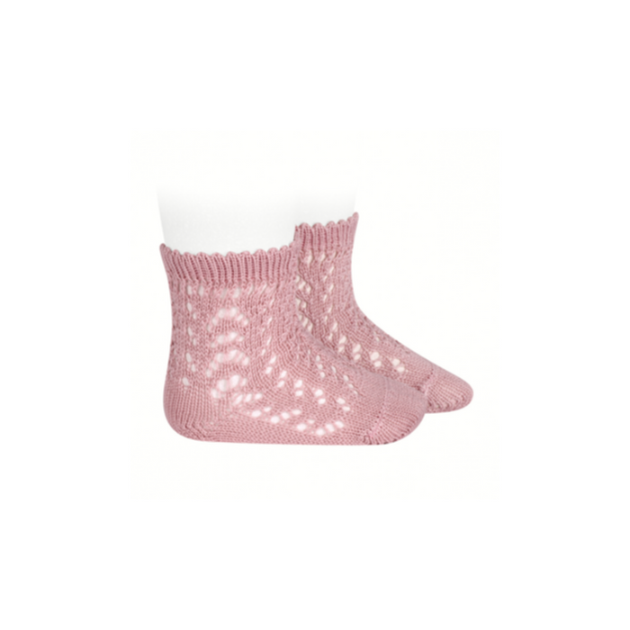 Condor Perle Openwork Short Socks Pale Pink