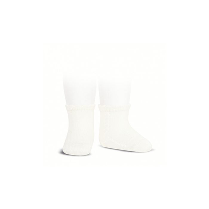 Condor Perle Side Openwork Short Socks Cream
