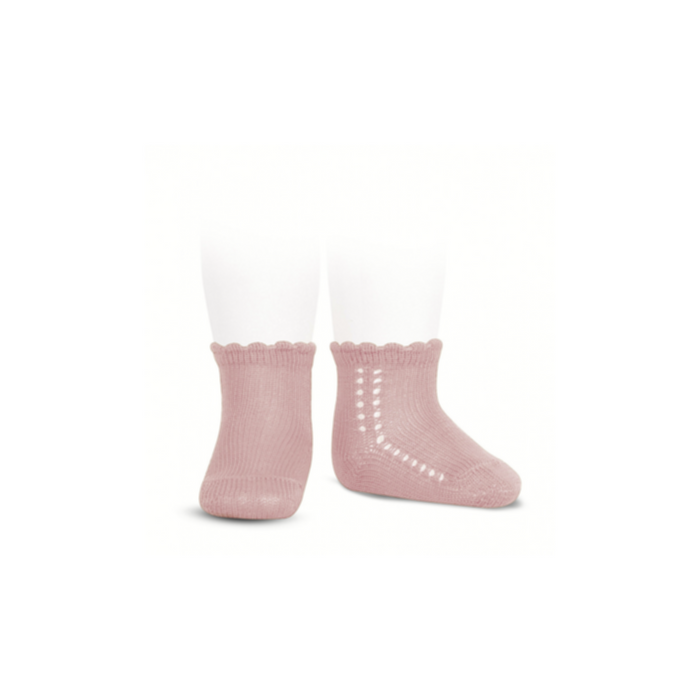 Condor Perle Side Openwork Short Socks Pale Pink
