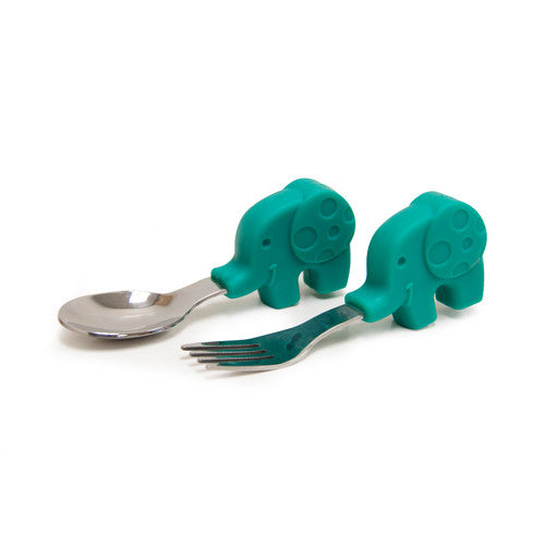 Palm Grasp Spoon & Fork Set - Ollie the Elephant
