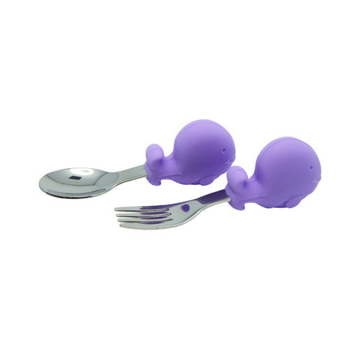 Palm Grasp Spoon & Fork Set - Willo the Whale